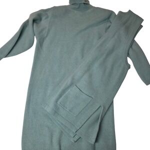 MJ Carroll Vintage Lambswool Angora 2pc Sweater Dress Turtleneck Seafoam L EUC